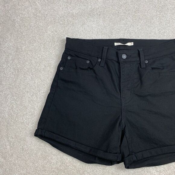 Levi Mid Length Black Denim Women’s Jean Shorts Size 30 - Picture 6 of 13